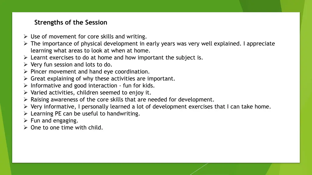 strengths of the session 3