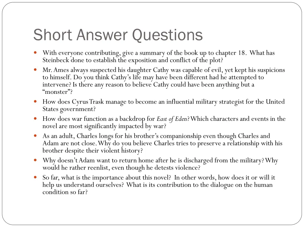 short answer questions