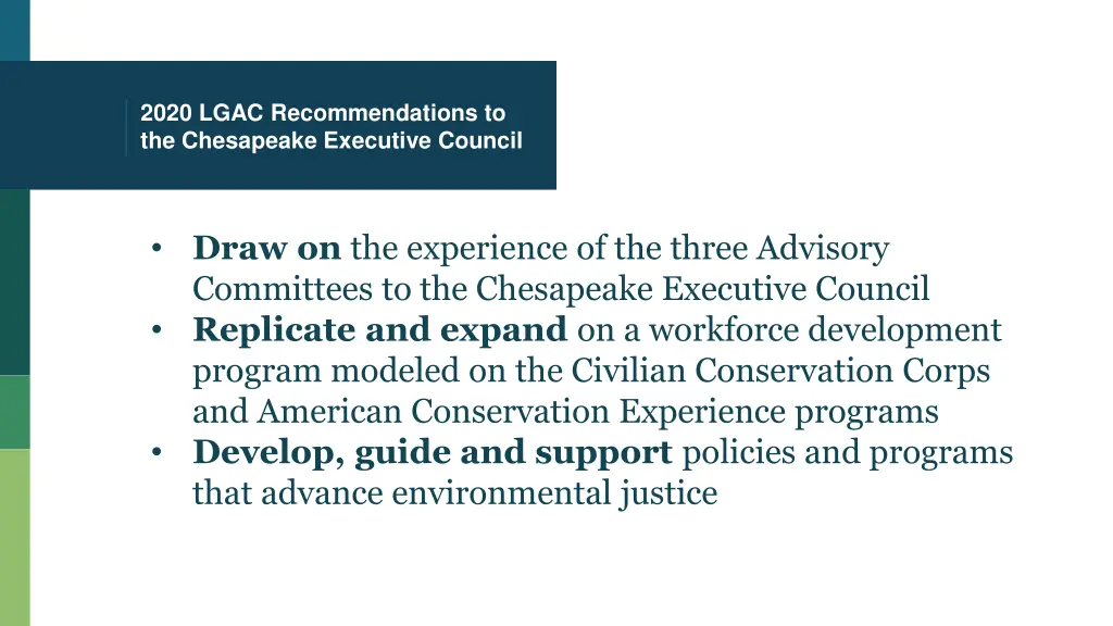 2020 lgac recommendations to the chesapeake