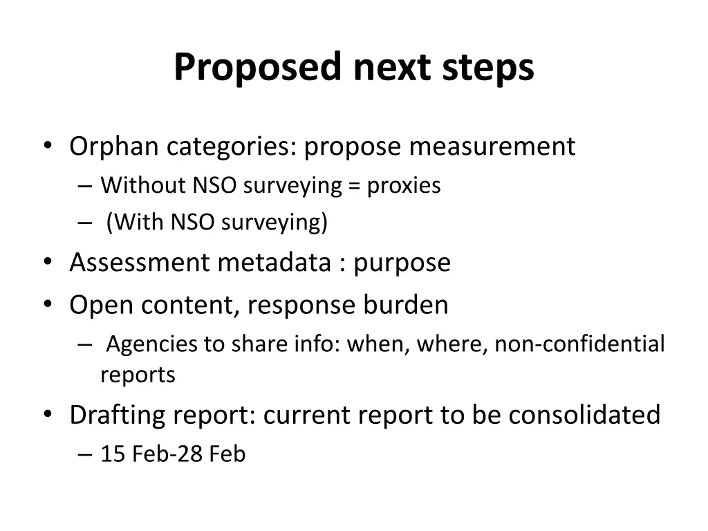proposed next steps
