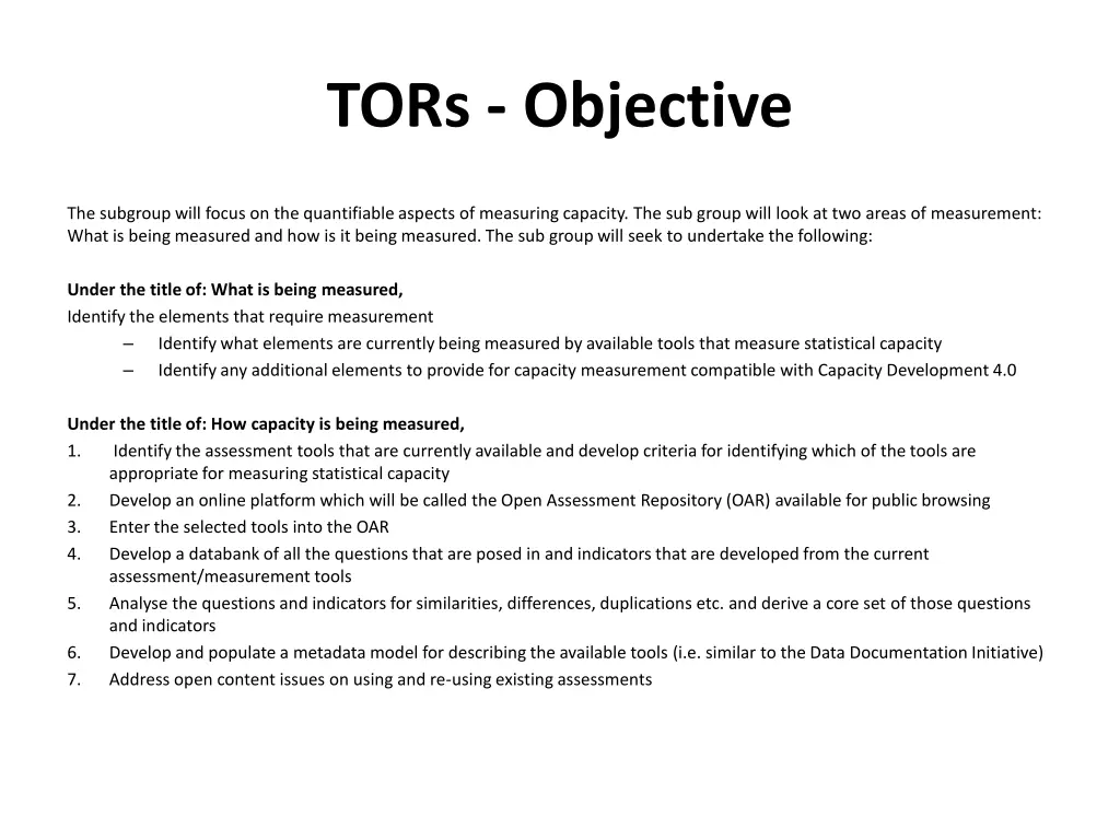 tors objective