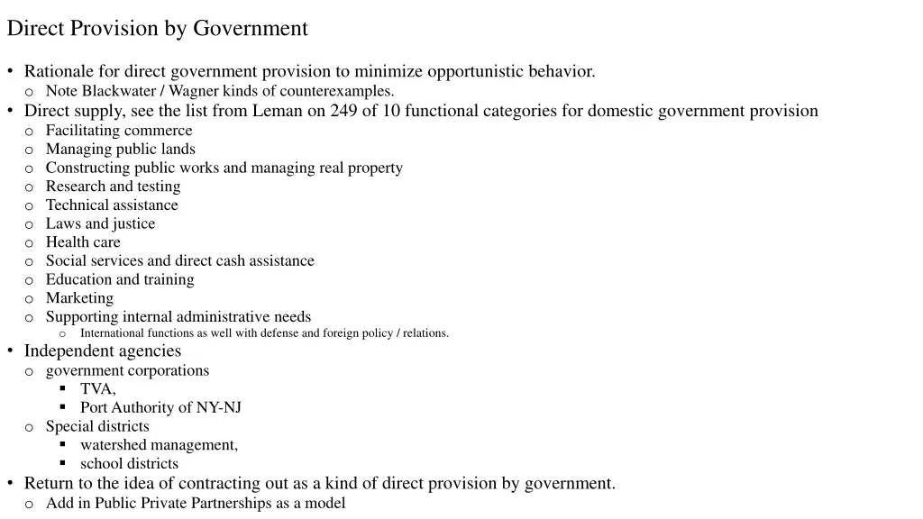 direct provision by government