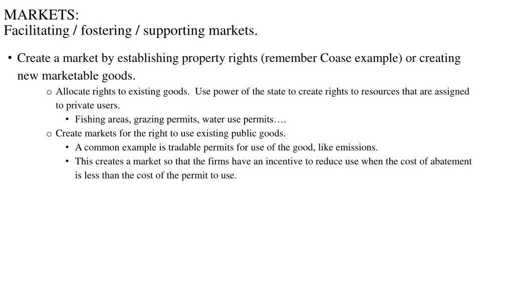 markets facilitating fostering supporting markets