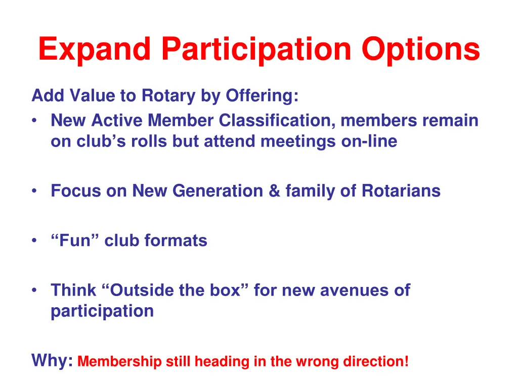 expand participation options