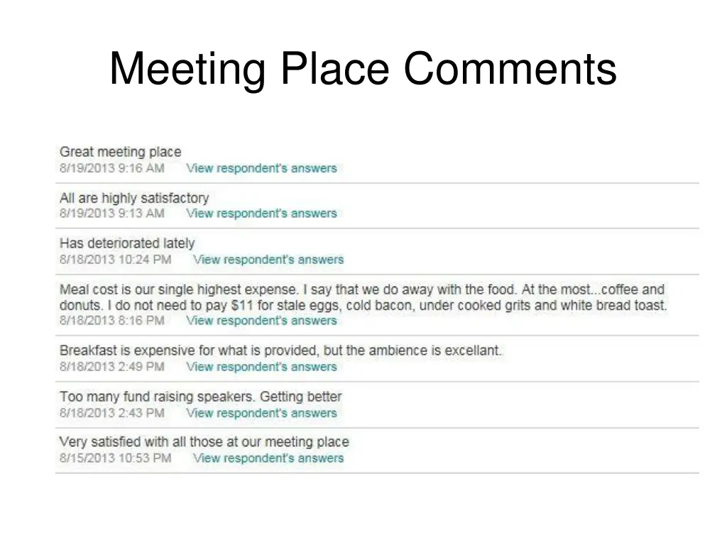 meeting place comments