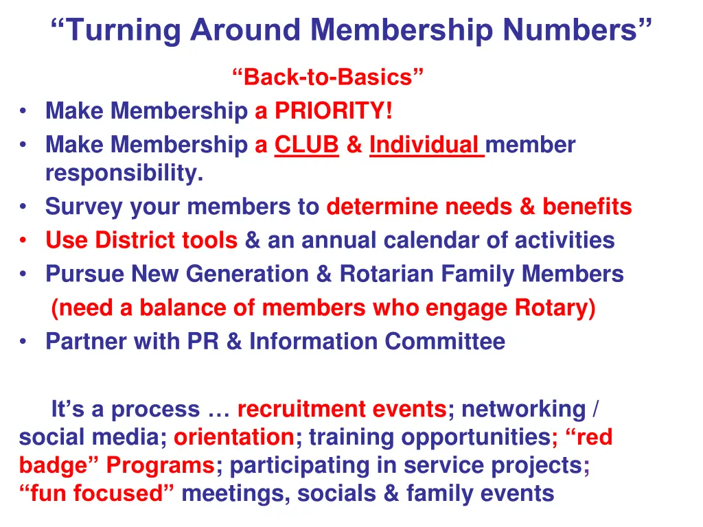 turning around membership numbers