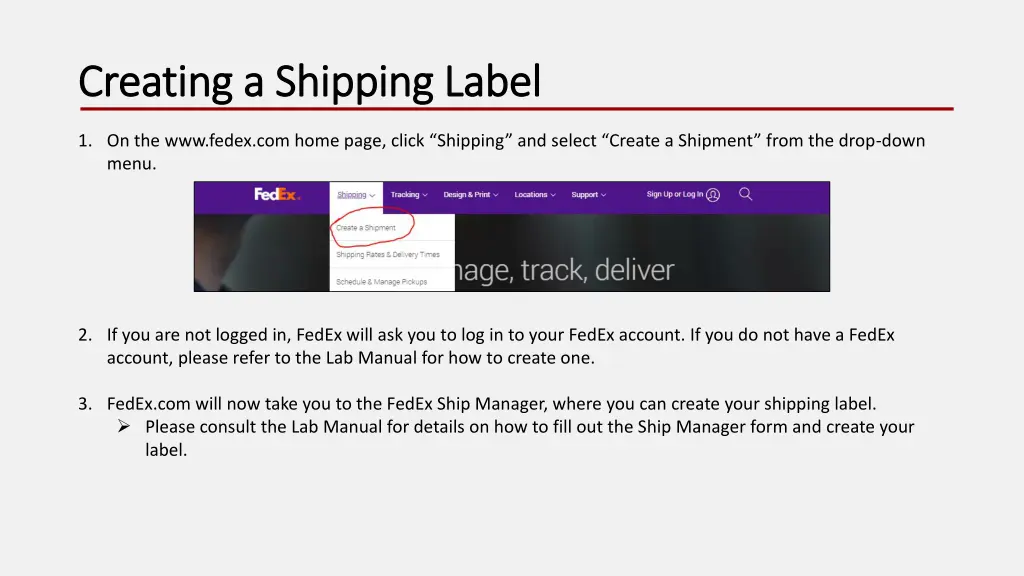 creating a shipping label creating a shipping