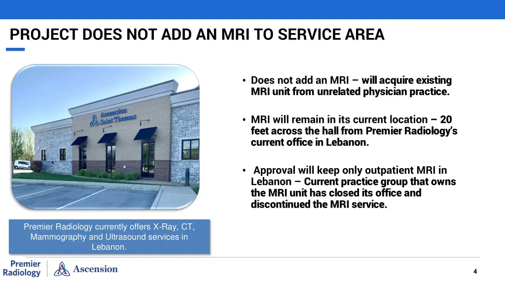 project does not add an mri to service area