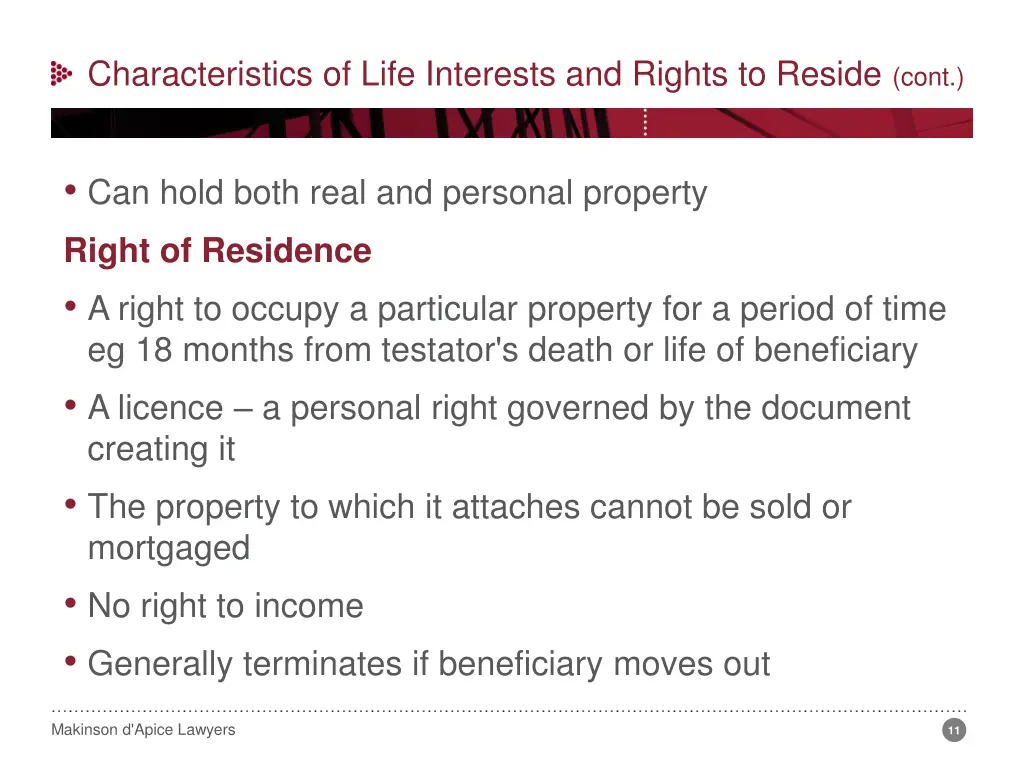 characteristics of life interests and rights 1