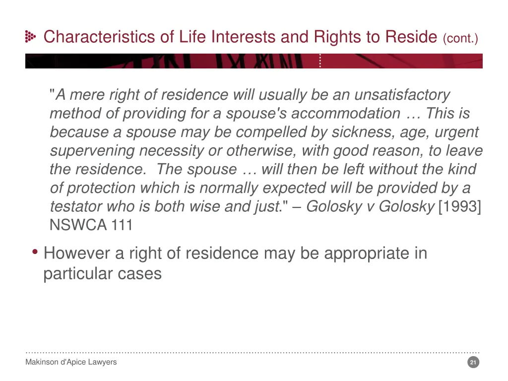 characteristics of life interests and rights 11