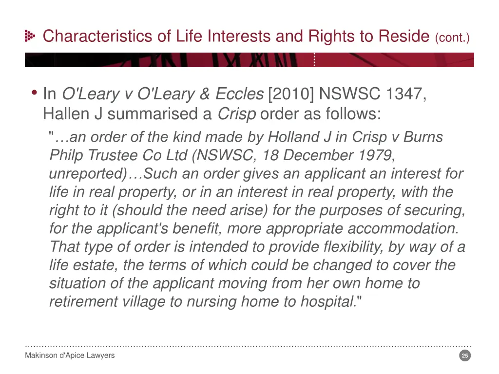 characteristics of life interests and rights 15