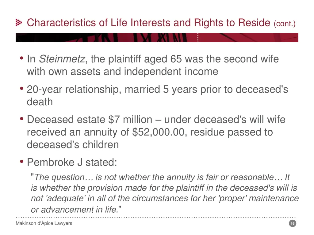 characteristics of life interests and rights 6