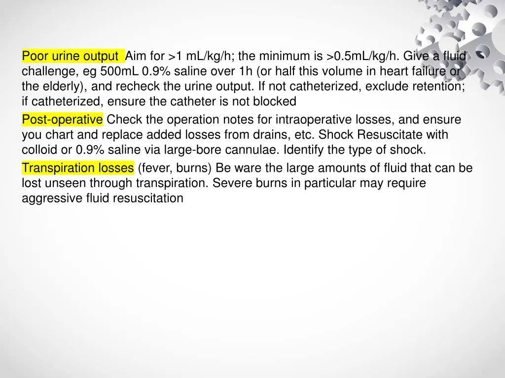 poor urine output aim for 1 ml kg h the minimum