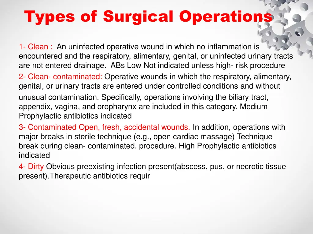 types of surgical operations