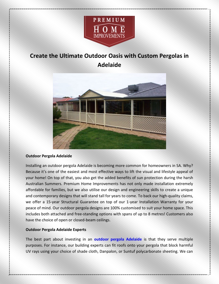 create the ultimate outdoor oasis with custom