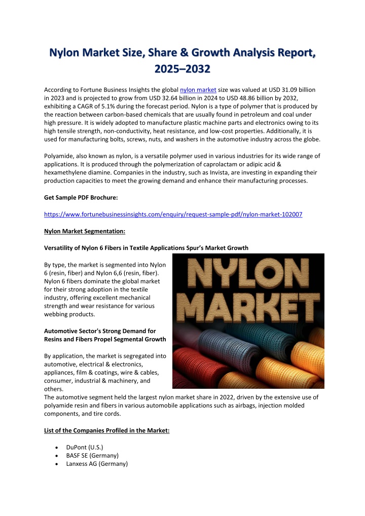 nylon market size share growth analysis report