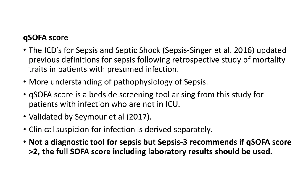 qsofa score the icd s for sepsis and septic shock