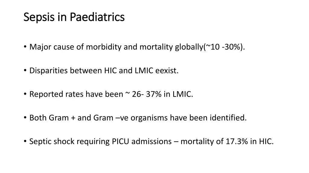 sepsis in sepsis in paediatrics paediatrics