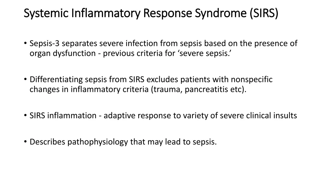 systemic inflammatory response syndrome sirs