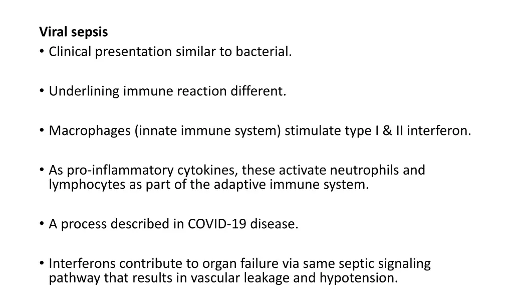 viral sepsis clinical presentation similar