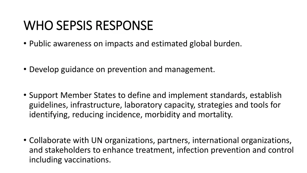 who sepsis response who sepsis response