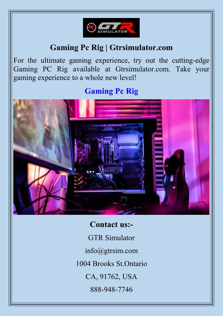 gaming pc rig gtrsimulator com