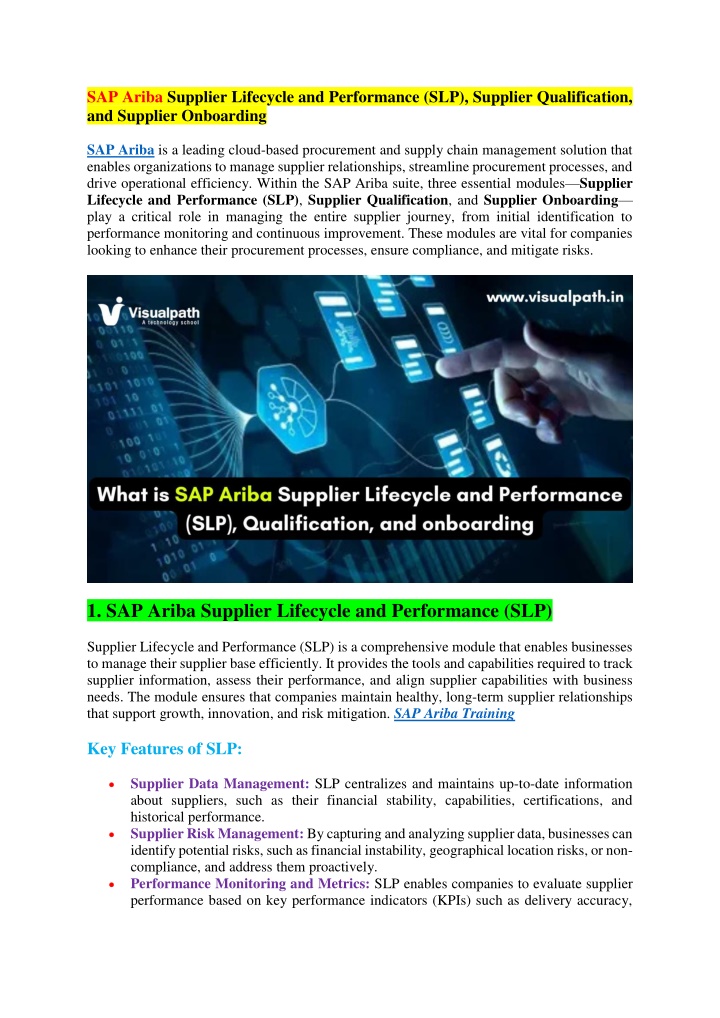 sap ariba supplier lifecycle and performance