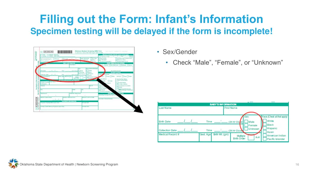 filling out the form infant s information 1