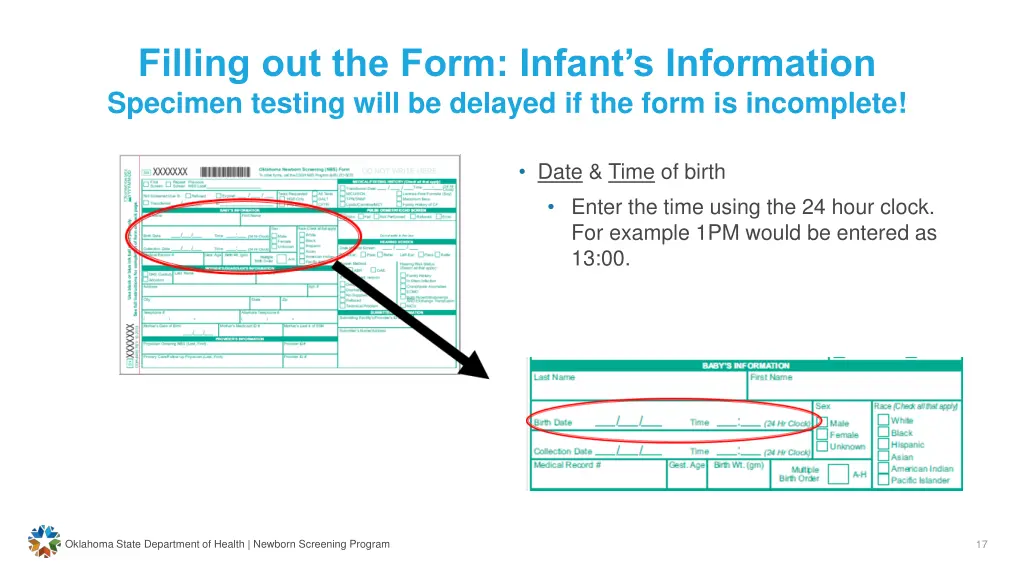 filling out the form infant s information 2