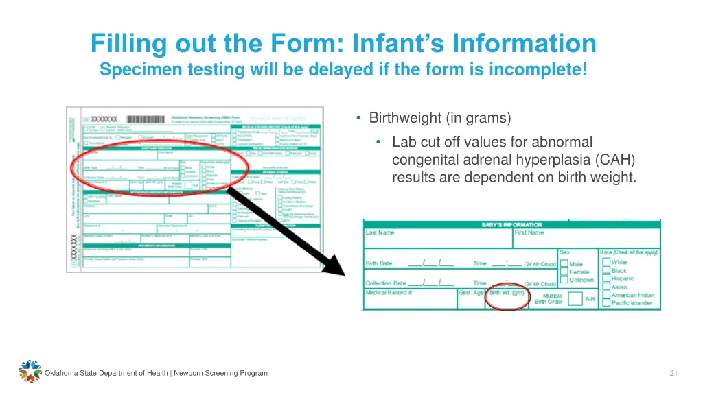 filling out the form infant s information 6