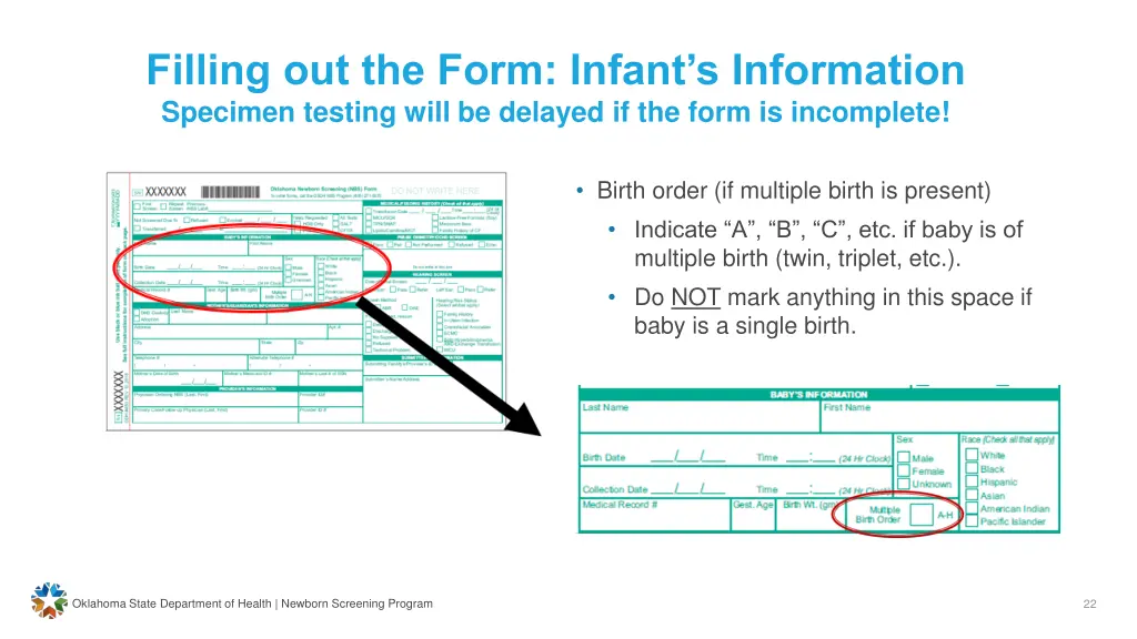 filling out the form infant s information 7
