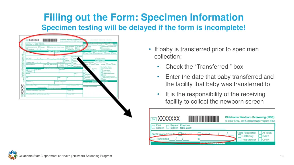 filling out the form specimen information 2