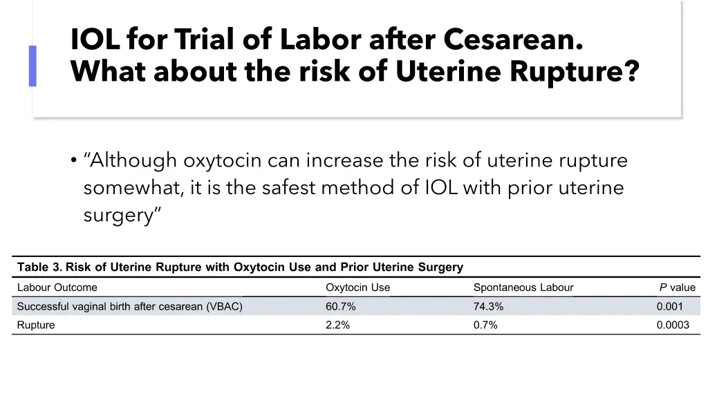 iol for trial of labor after cesarean what about