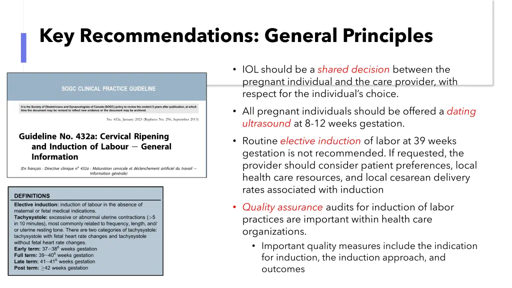 key recommendations general principles