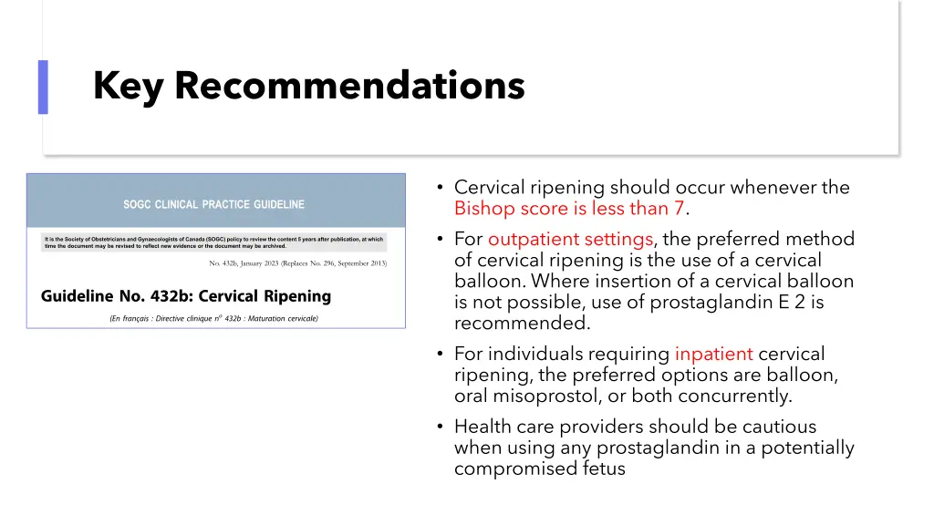 key recommendations