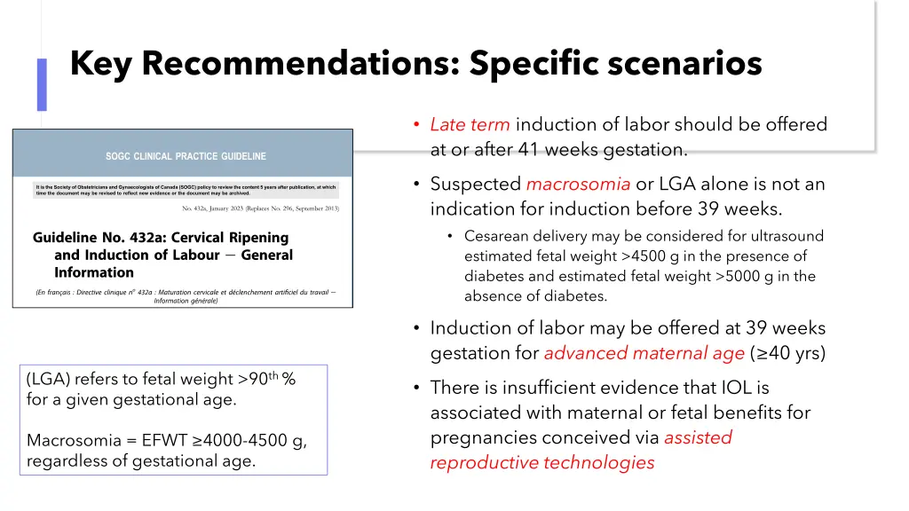 key recommendations specific scenarios