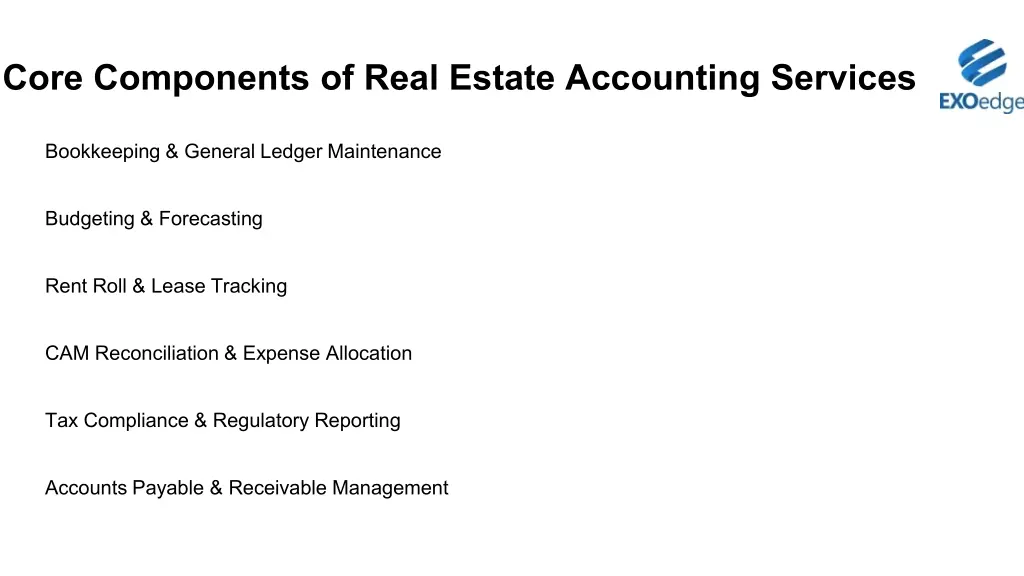 core components of real estate accounting services