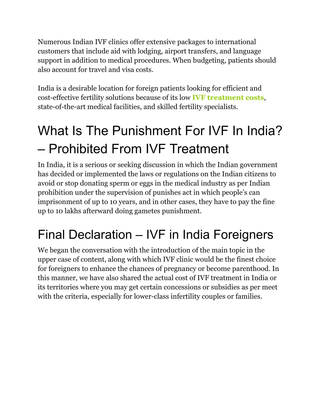 numerous indian ivf clinics offer extensive