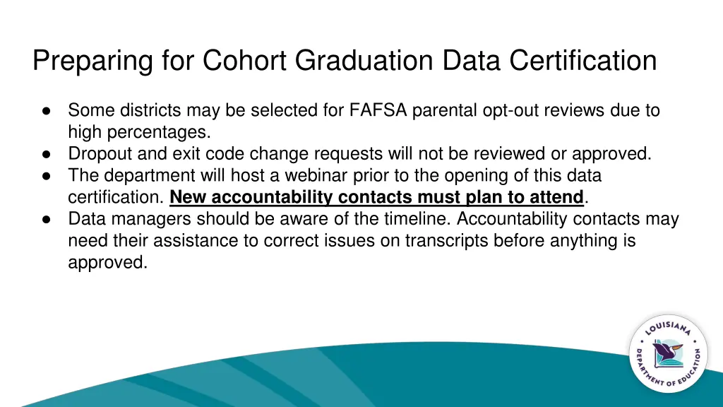 preparing for cohort graduation data certification 1