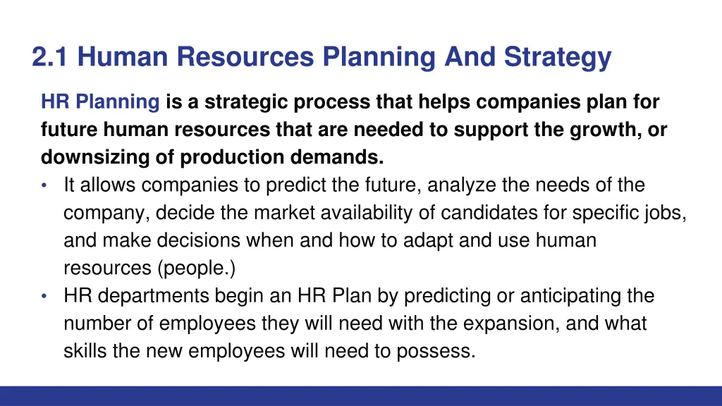 2 1 human resources planning and strategy