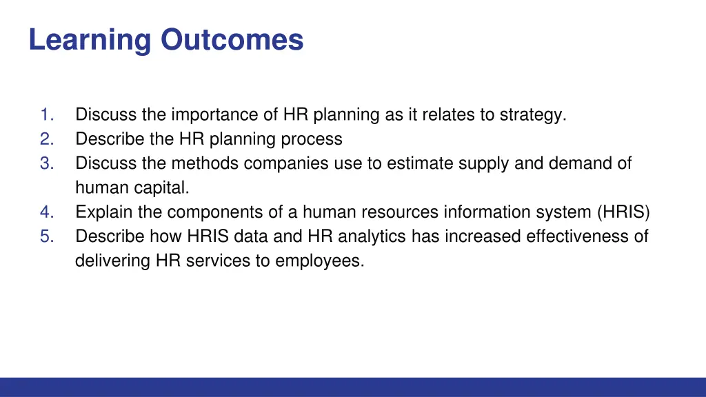 learning outcomes