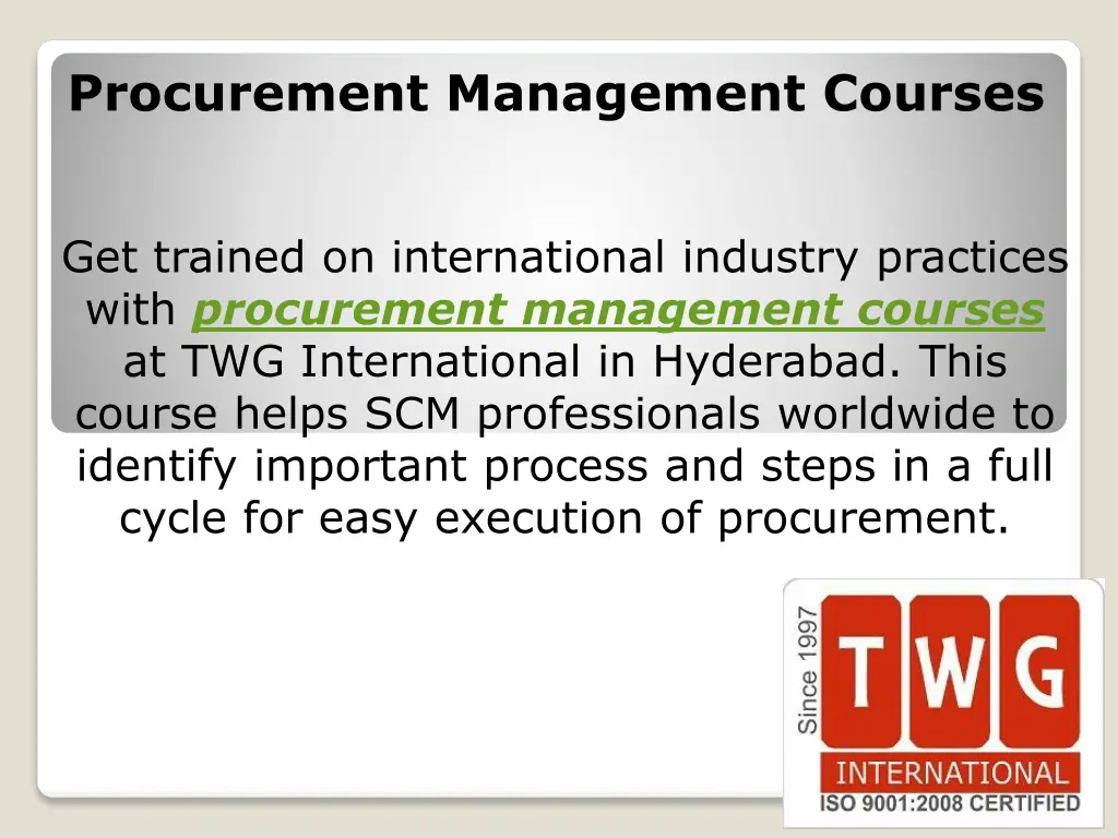 procurement management courses