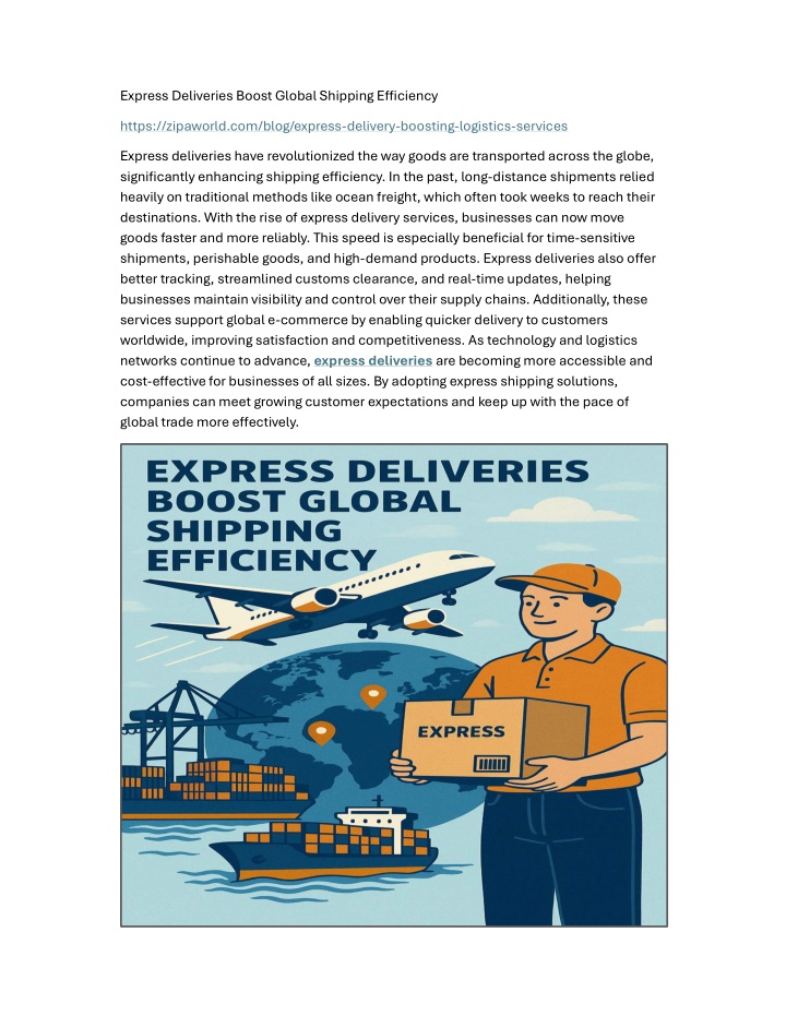 express deliveries boost global shipping e iciency