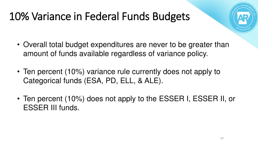 10 10 variance variance in federal