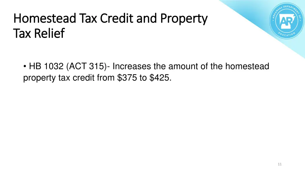 homestead tax credit and property homestead