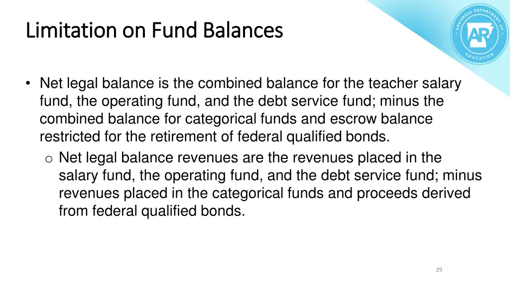 limitation on fund balances limitation on fund 1