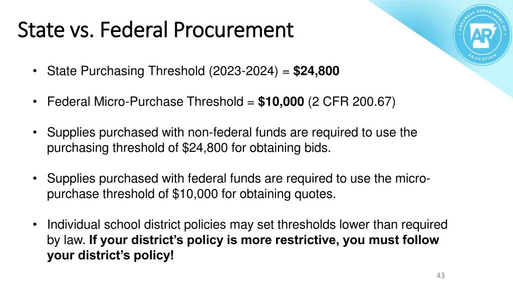 state vs federal procurement state vs federal