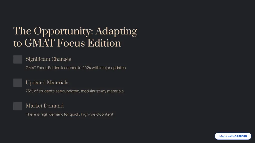 the opportunity adapting to gmat focus edition