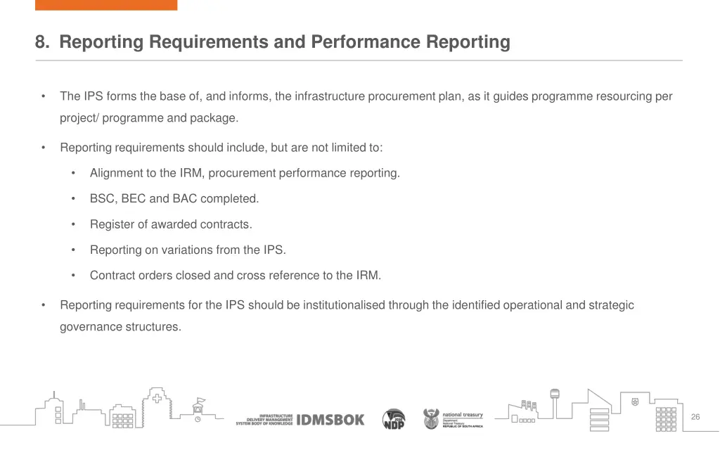 8 reporting requirements and performance reporting