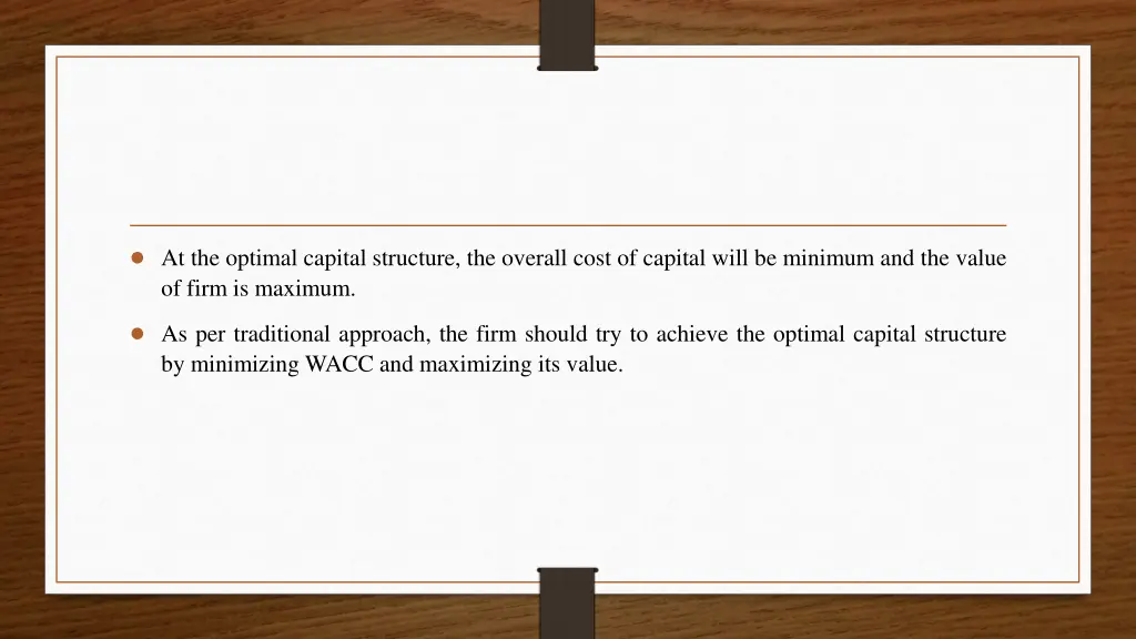 at the optimal capital structure the overall cost